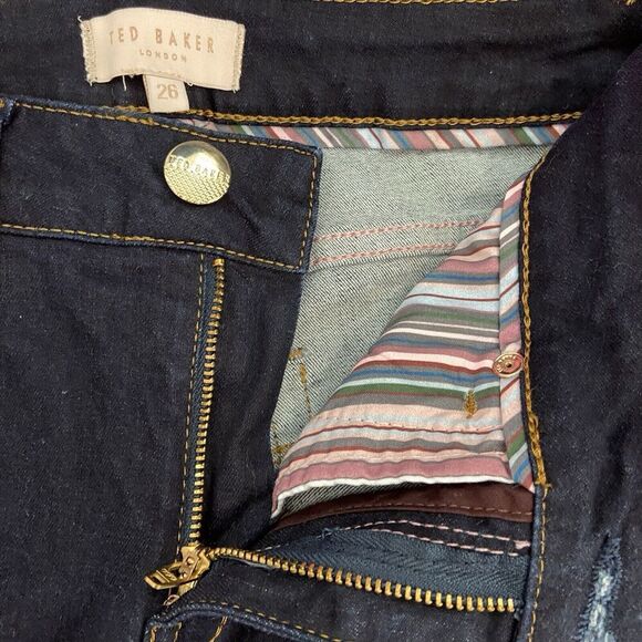 Ted Baker London Yesenia Embroidered Scalloped Hem Skinny Ankle Jeans Size 26 - Picture 6 of 13